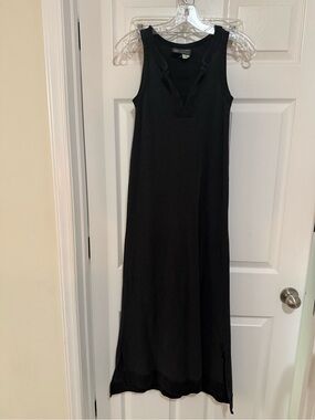 Anthropologie Black Sleeveless V-Neck Maxi Dress